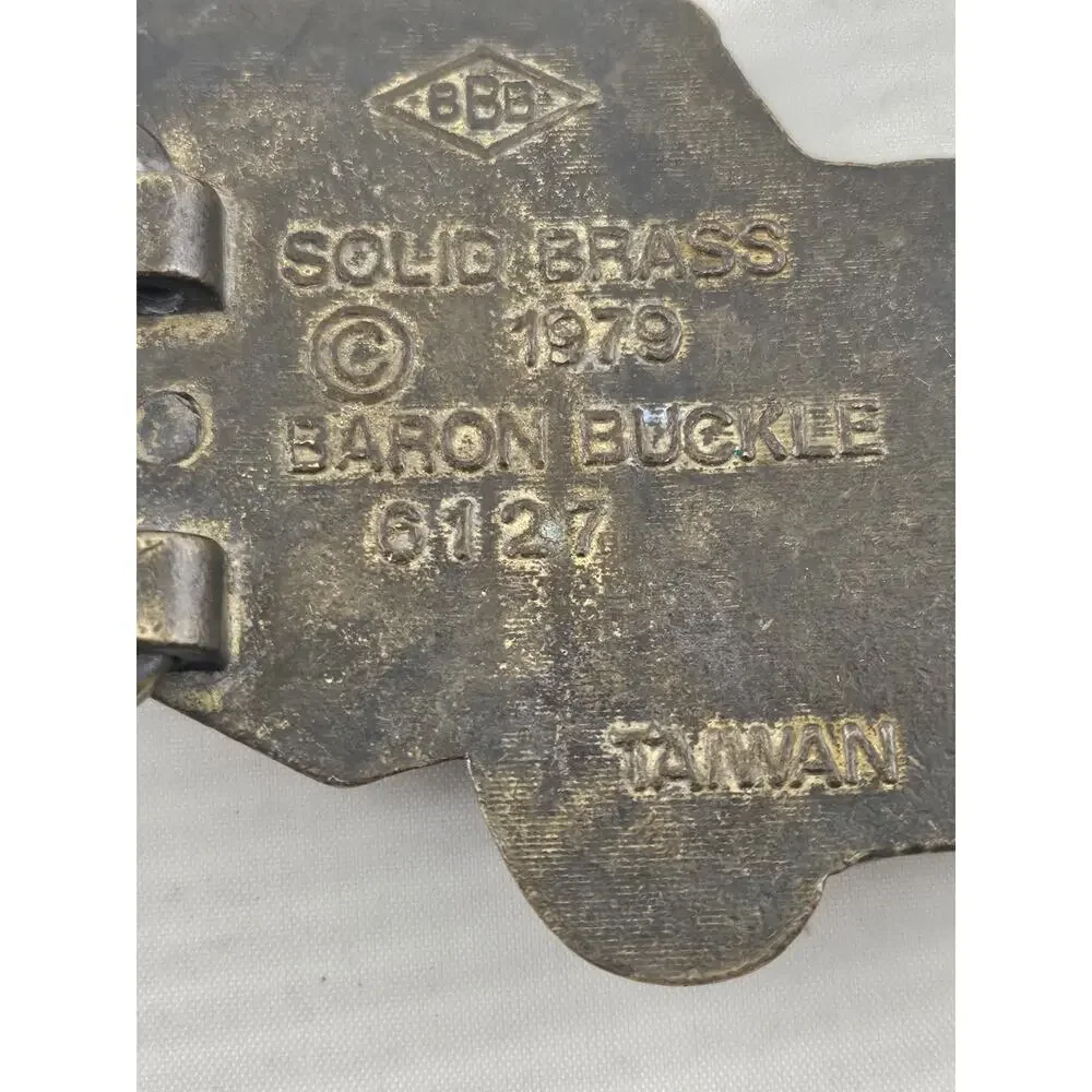 Vintage 56 Corvette Coupe Solid Brass 3D Baron Buckle Made 1979 #6127